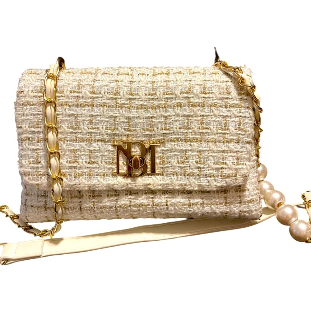 Badgley Mischka Boucle Tweed Shoulder Bag